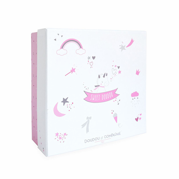 Doudou Dárková sada - plyšový muchláček jednorožec  22 cm