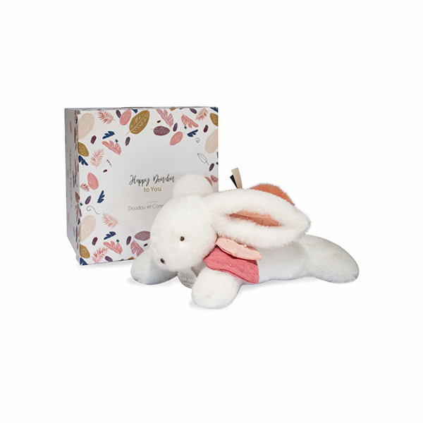 Doudou Dárková sada - Plyšový králíček s tmavě růžovou ba...