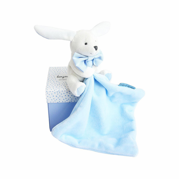 Doudou Dárková sada modrá - králíček s muchláčkem 10 cm
