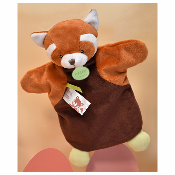 Doudou Plyšový maňásek panda červená 25 cm