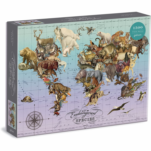 Galison Puzzle Mapa ohrožených druhů 1500 dílků