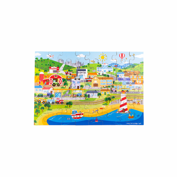 Bigjigs Toys Podlahové puzzle Město 48 dílků