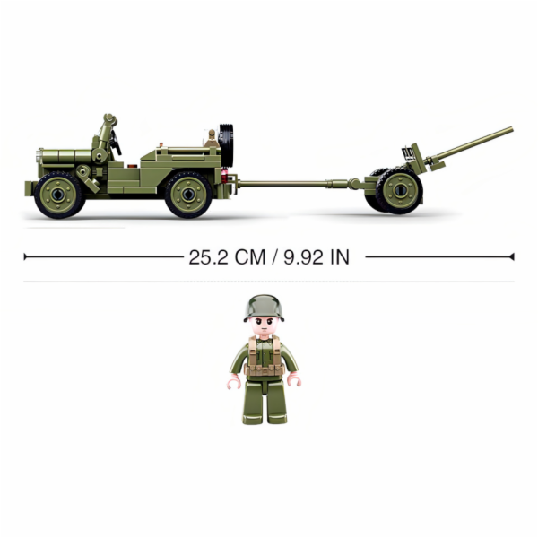 Sluban Army WW2 M38-B0853 Spojenecký džíp a protiletadlov...