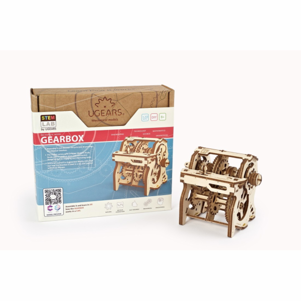 Ugears 3D dřevěné mechanické puzzle STEM výuková převodovka