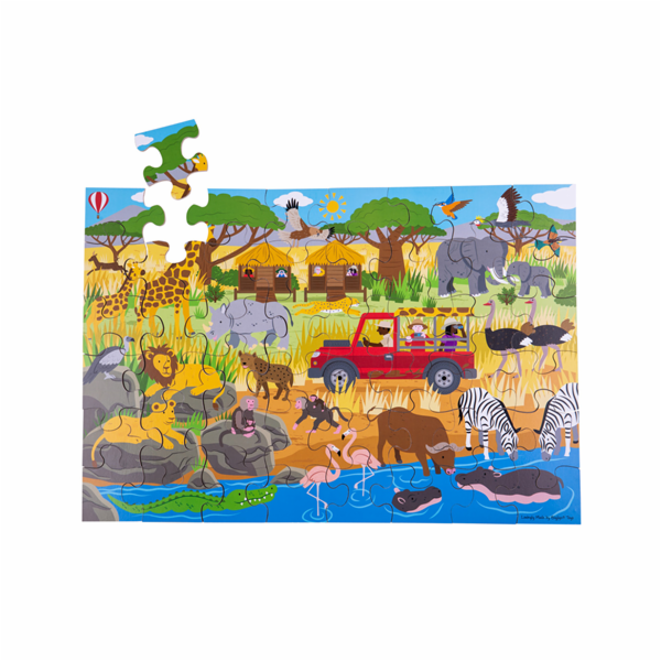 Bigjigs Toys Podlahové puzzle Africké dobrodružné 48 dílků