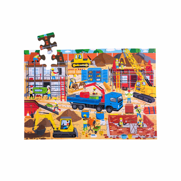 Bigjigs Toys Podlahové puzzle Staveniště 48 dílků