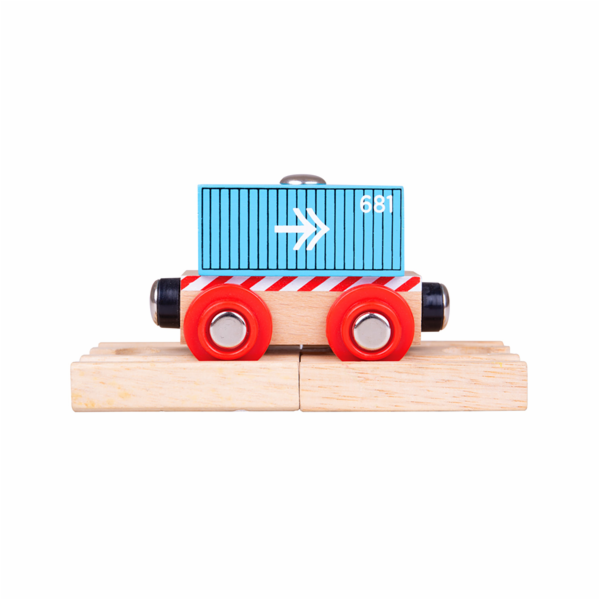 Bigjigs Rail Vagón modrý kontejner