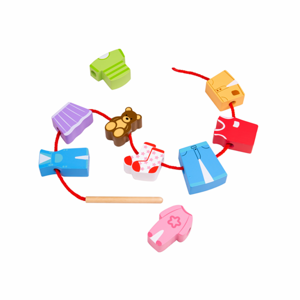 Bigjigs Toys Navlékání korálků oblečení