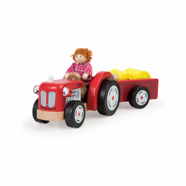 Tidlo Dřevěný traktor s vlečkou