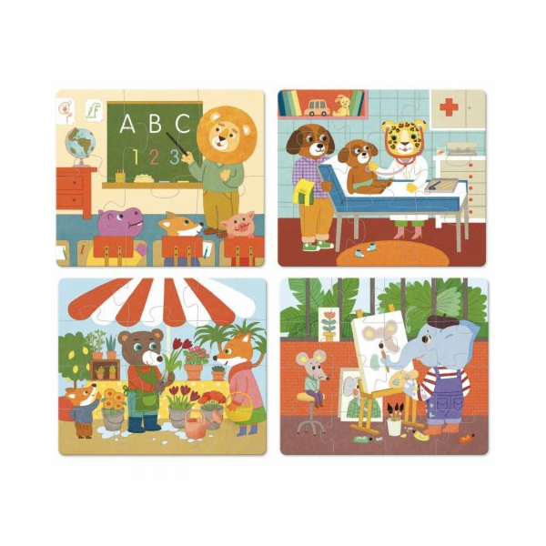 Vilac Dřevěné puzzle Povolání 4 v 1