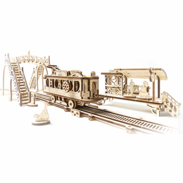 Ugears 3D dřevěné mechanické puzzle Mechanical Town tramv...