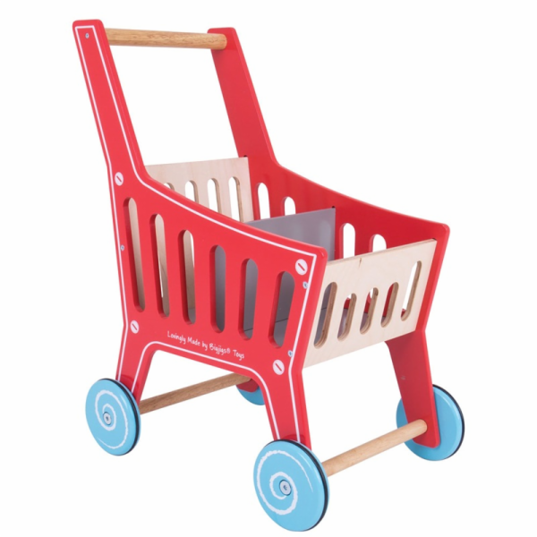 Bigjigs Toys Dřevěný nákupní vozík Supermarket