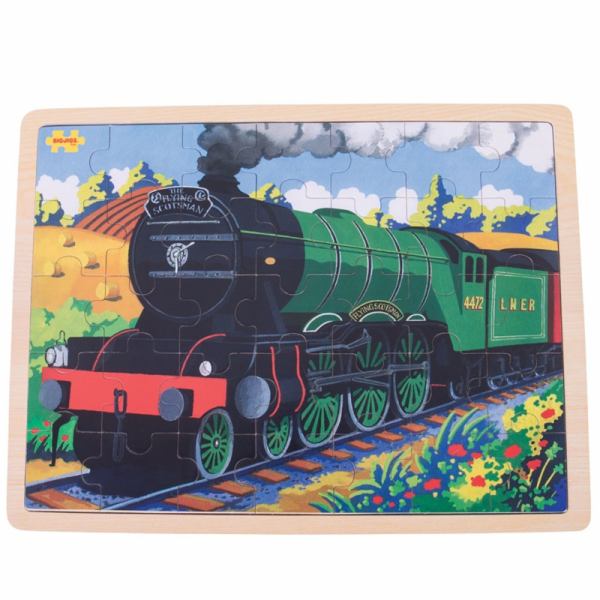 Bigjigs Toys Dřevěné puzzle historický vlak Flying Scotsm...