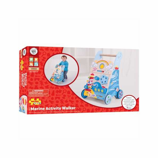 Bigjigs Baby Dřevěné aktivní chodítko moře
