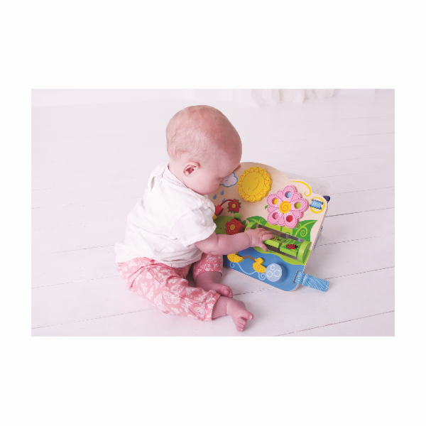 Bigjigs Baby Dřevěná motorická deska květy