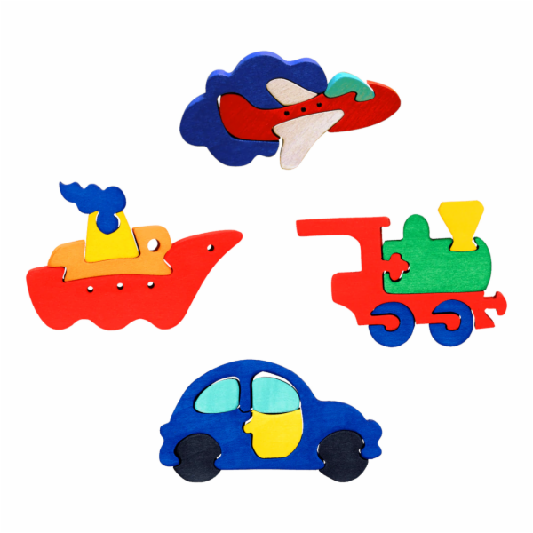 Fauna Dřevěné vkládací puzzle sada dopravních prostředků ...