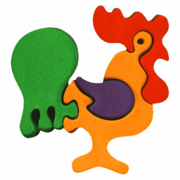 Fauna Dřevěné vkládací puzzle z masivu malý kohout