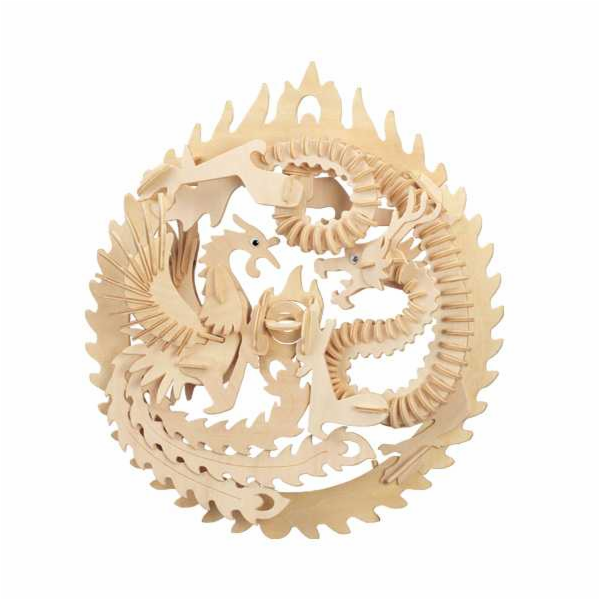 Woodcraft Dřevěné 3D puzzle Fénix a drak