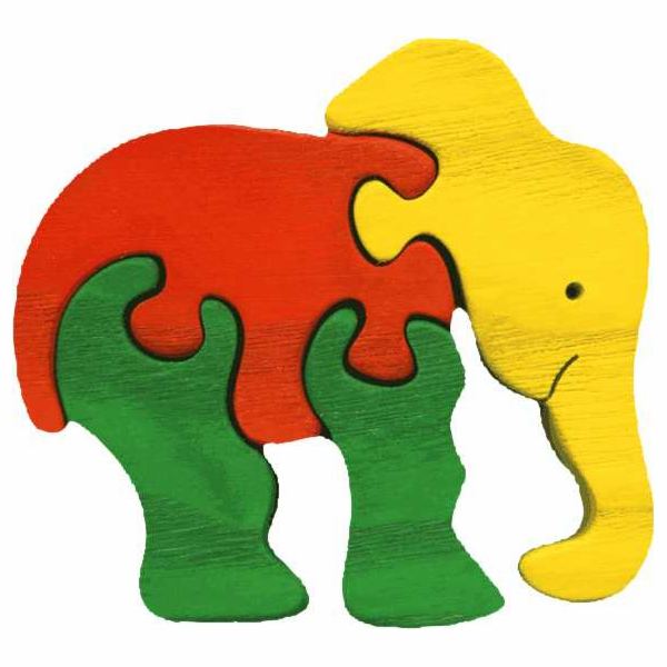 Fauna Dřevěné vkládací puzzle z masivu malý slon