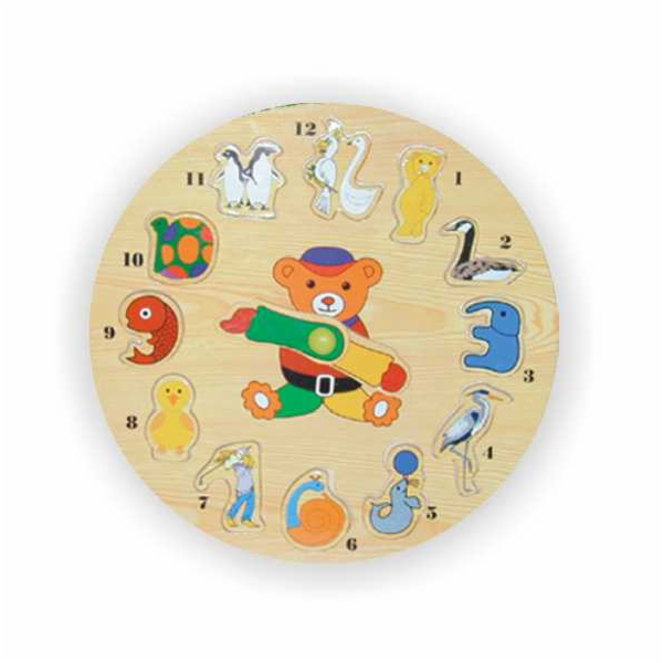Vkládací výukové puzzle hodiny zvířata