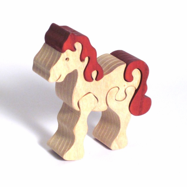 Fauna Dřevěné vkládací puzzle z masivu malý kůň bílý