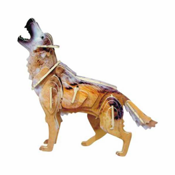 Woodcraft Dřevěné 3D puzzle Vlk barevný