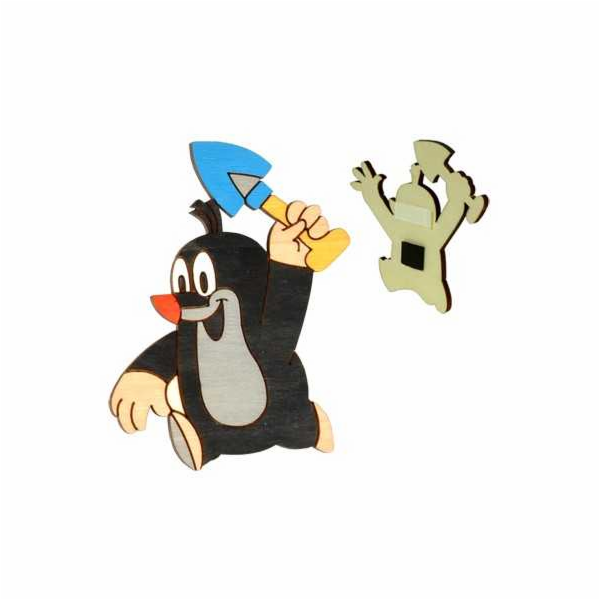 DoDo Dřevěná dekorační magnetka Krtek s lopatkou 2