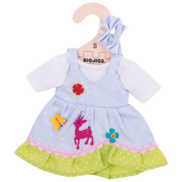Bigjigs Toys Modré puntikované šaty s jelenem pro panenku...