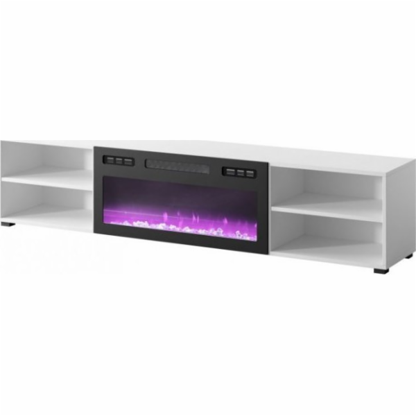RTV skříň POLO 180x33x39 bílá + krb černá