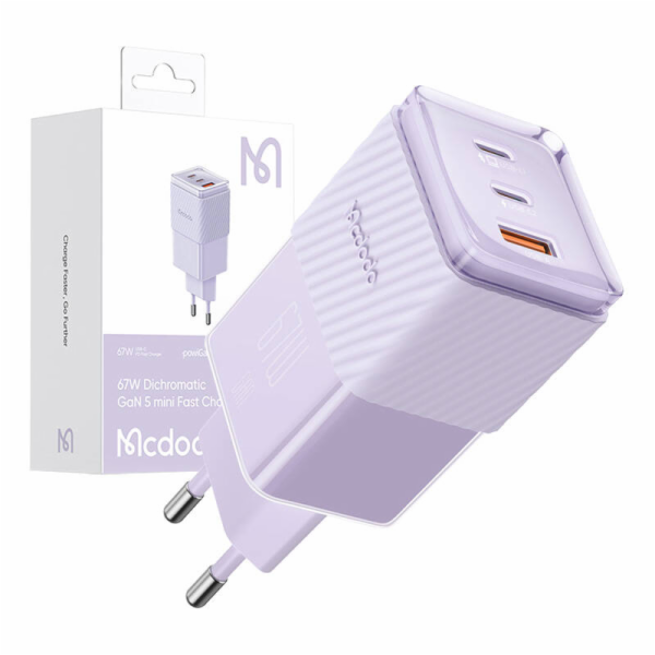 GaN 67W mains charger Mcdodo CH-1502 2x USB-C, USB-A (pur...