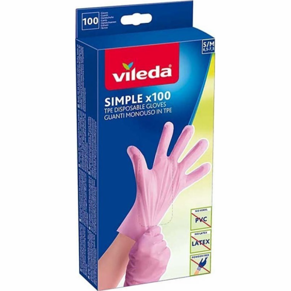 Vileda 170900 Simple jednorázové rukavice S/M 100 ks