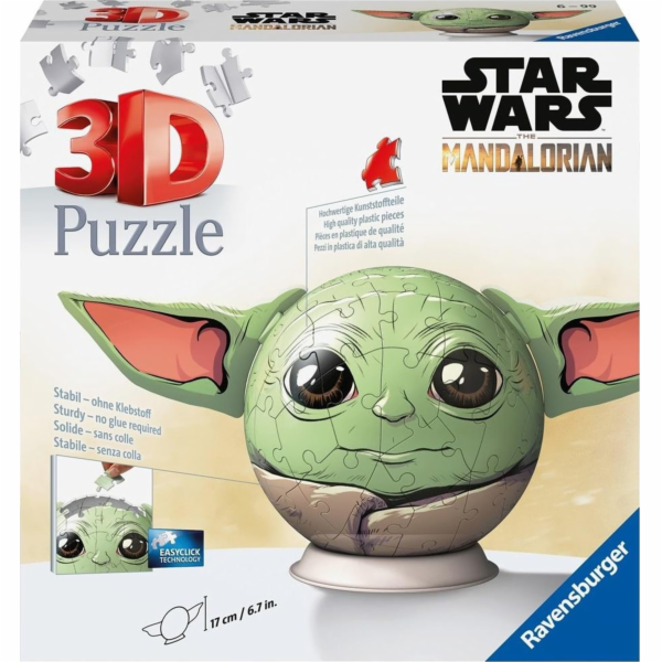 3D puzzle koule Mandalorian Grogu s ušima, puzzle