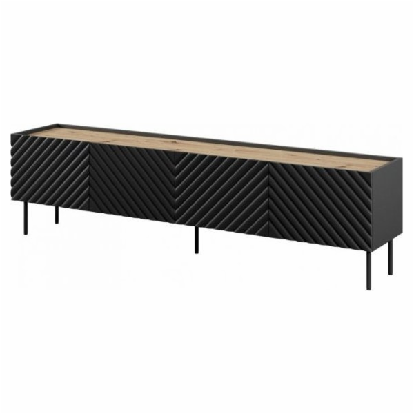 4D RTV skříň ONDA 200x40x35-54 černá (stojící nebo nástěnná)
