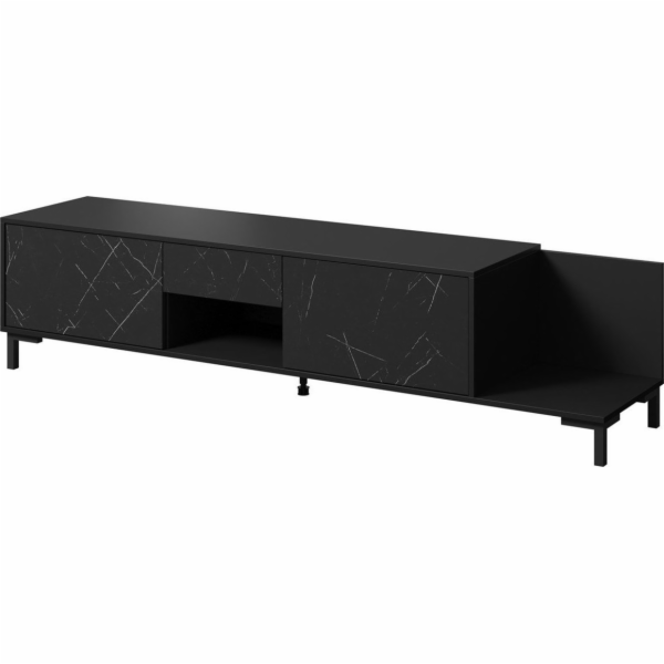 RTV skříň MARMO 2D1S1K 195x40x47,5 cm černá matná/mramoro...