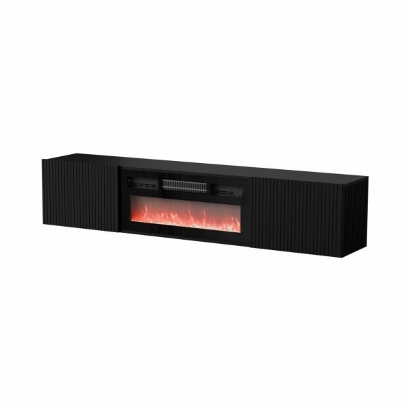 Cama RTV skříň ROTA 183x35x37 černá matná + černý krb