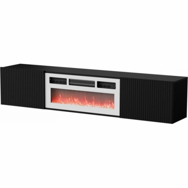 Cama RTV ROTA 183x35x37 černá matná + bílá krbová římsa