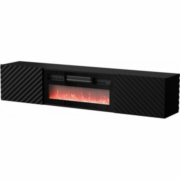 Cama RTV skříň LARA 183x35x37 černá matná + černý krb