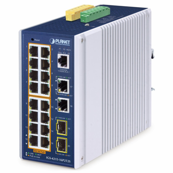 Planet IGS-4215-16P2T2S průmyslový L2 switch, 18x 1Gb, 2x...