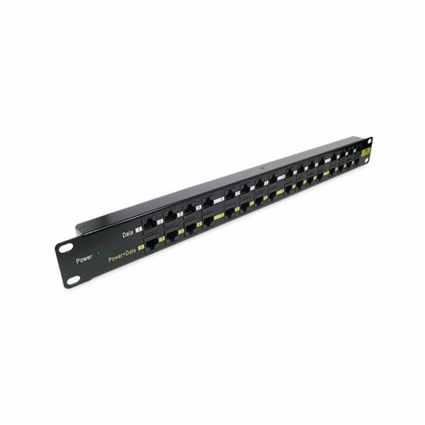 Patch panel POE UTP cat.5e 16p 1U Black (provedení 19" rack)