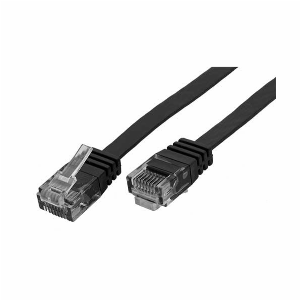 Patch kabel UTP cat 6, 5m plochý - černý