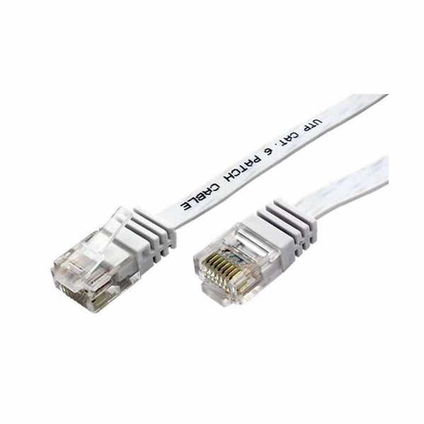 Patch kabel UTP cat 6, 15m plochý - bílý