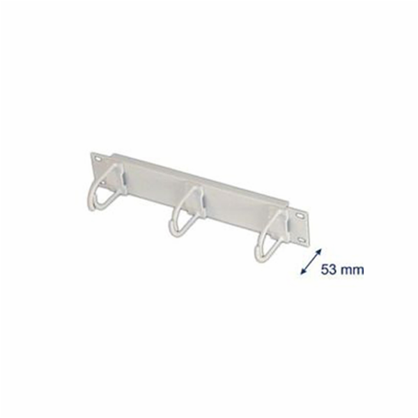 Panel Triton 10" vyvazovací, 1U, 3x plastový háček, šedý