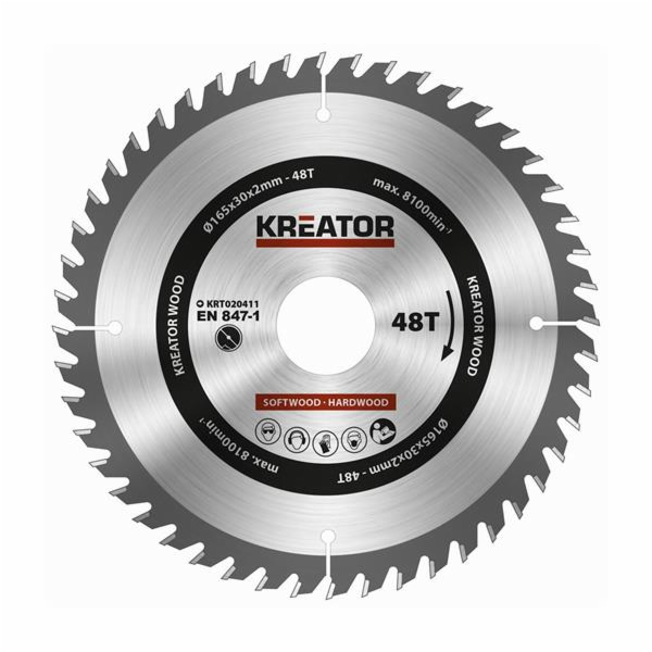Pilový kotouč Kreator KRT020411 na dřevo 165mm, 48T 