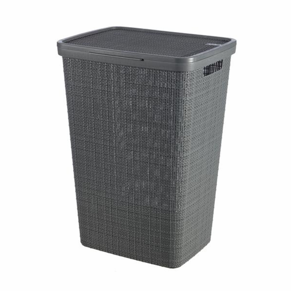 Koš na prádlo Curver Jute 58L s víkem šedý