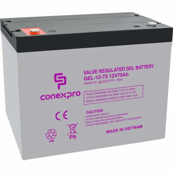 Baterie Conexpro GEL-12-75 GEL, 12V/75Ah, T14-M6, Deep Cy...