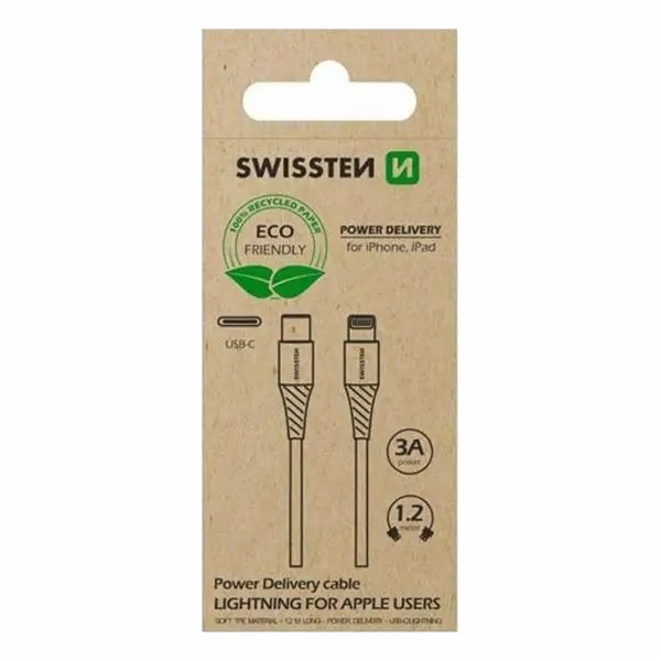 Swissten datový kabelusb-c/lightning bílý 1,2m  (eco balení)
