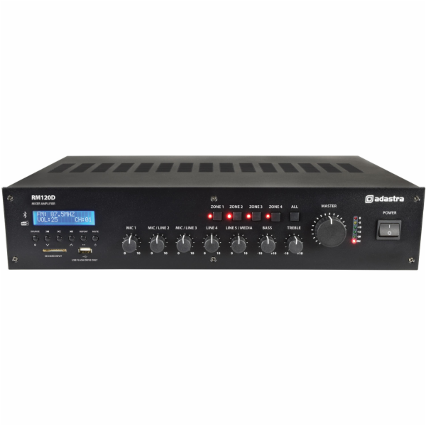 Adastra RM120D, 100V mixážní 4-zónový zesilovač, FM/DAB+,...