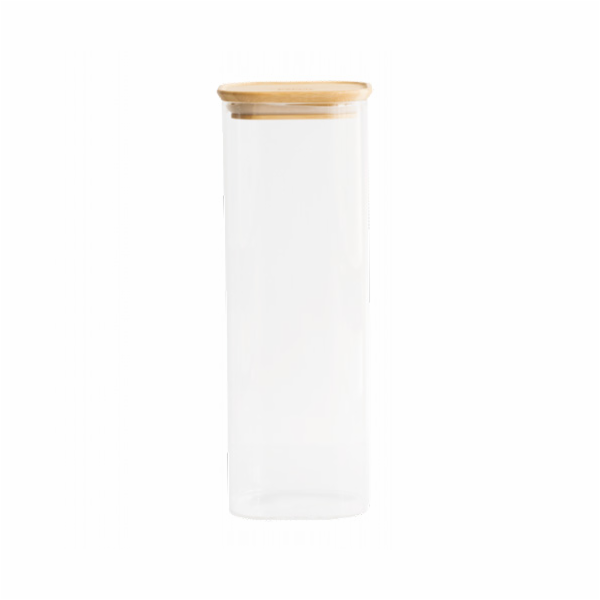 Dóza Pebbly, PKV-007, skleněná, 2,2 l, čtverec, bambusové...