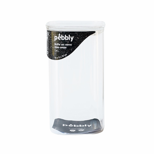 Dóza Pebbly, PKV-045, skleněná, čtverec, na jídlo, skleně...