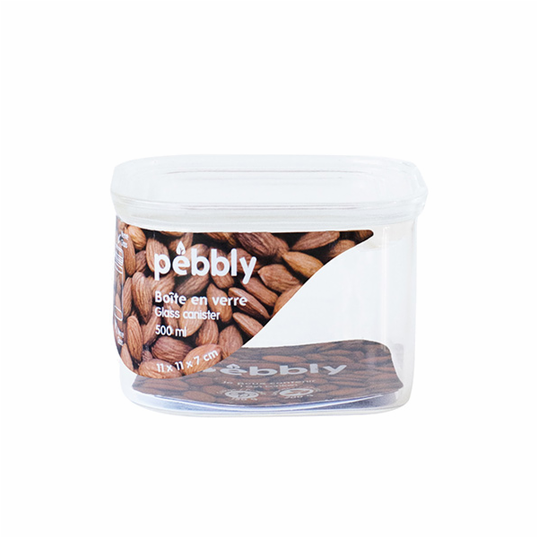 Dóza Pebbly, PKV-043, skleněná, čtverec, na jídlo, skleně...